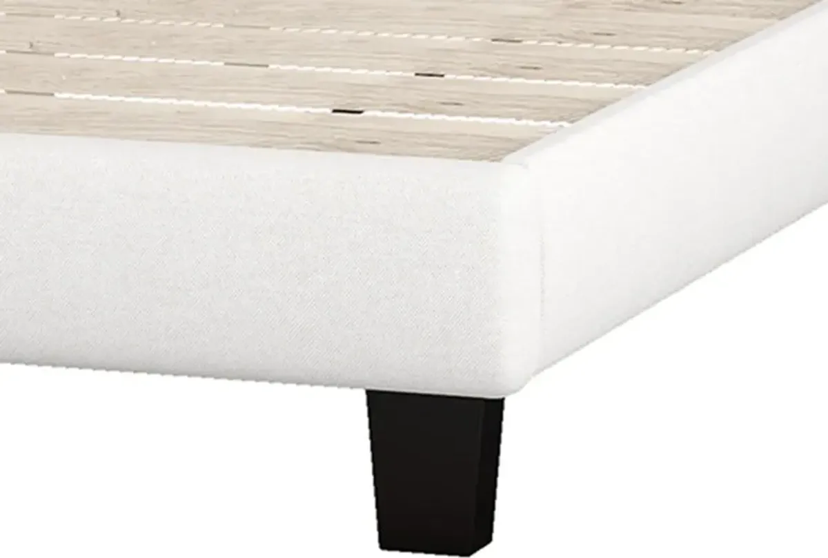 Full Upholstered Platform Bed With Saddle Curved Headboard And Diamond Tufted Details - Beige