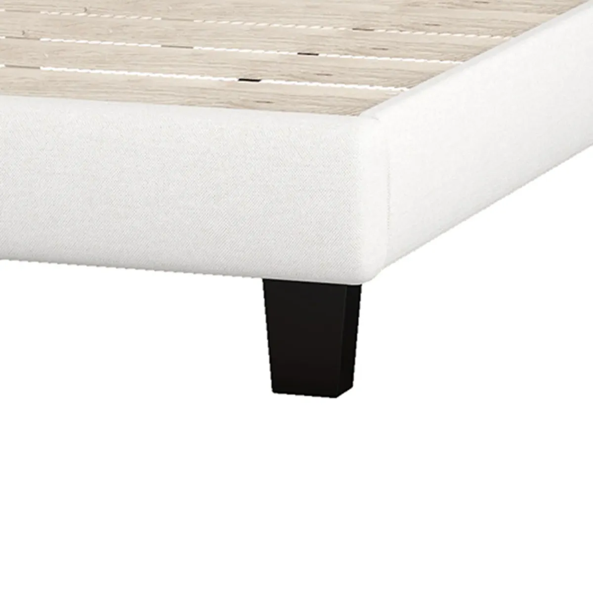 Queen Upholstered Platform Bed With Saddle Curved Headboard And Diamond Tufted Details - Beige