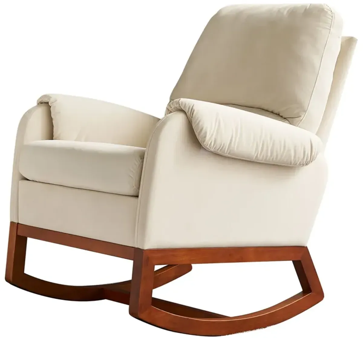 Modern Comfortable Velvet Rocking Chair For Living Room & Reading Room - Beige