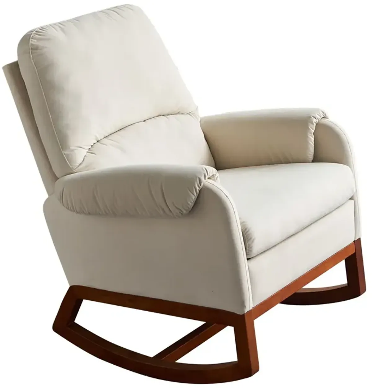 Modern Comfortable Velvet Rocking Chair For Living Room & Reading Room - Beige