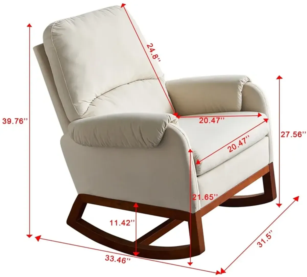 Modern Comfortable Velvet Rocking Chair For Living Room & Reading Room - Beige