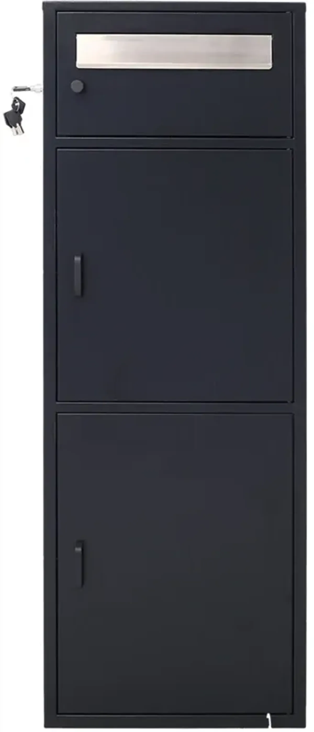 Large Steel Freestanding Floor Parcel Package Drop With Locking Letterbox Drop Mail Box With Multi Compartments - Black