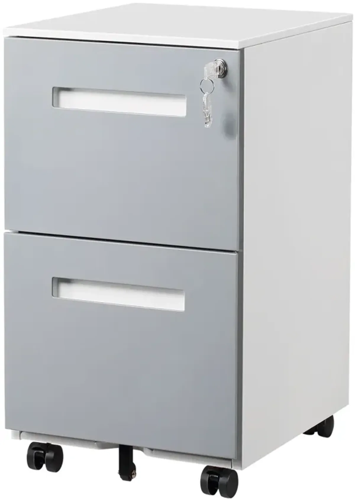 3 Drawer Mobile Locking File Cabinet, Rolling Filing Cabinet For Letter / A4 Size With 5 Wheels - Gray