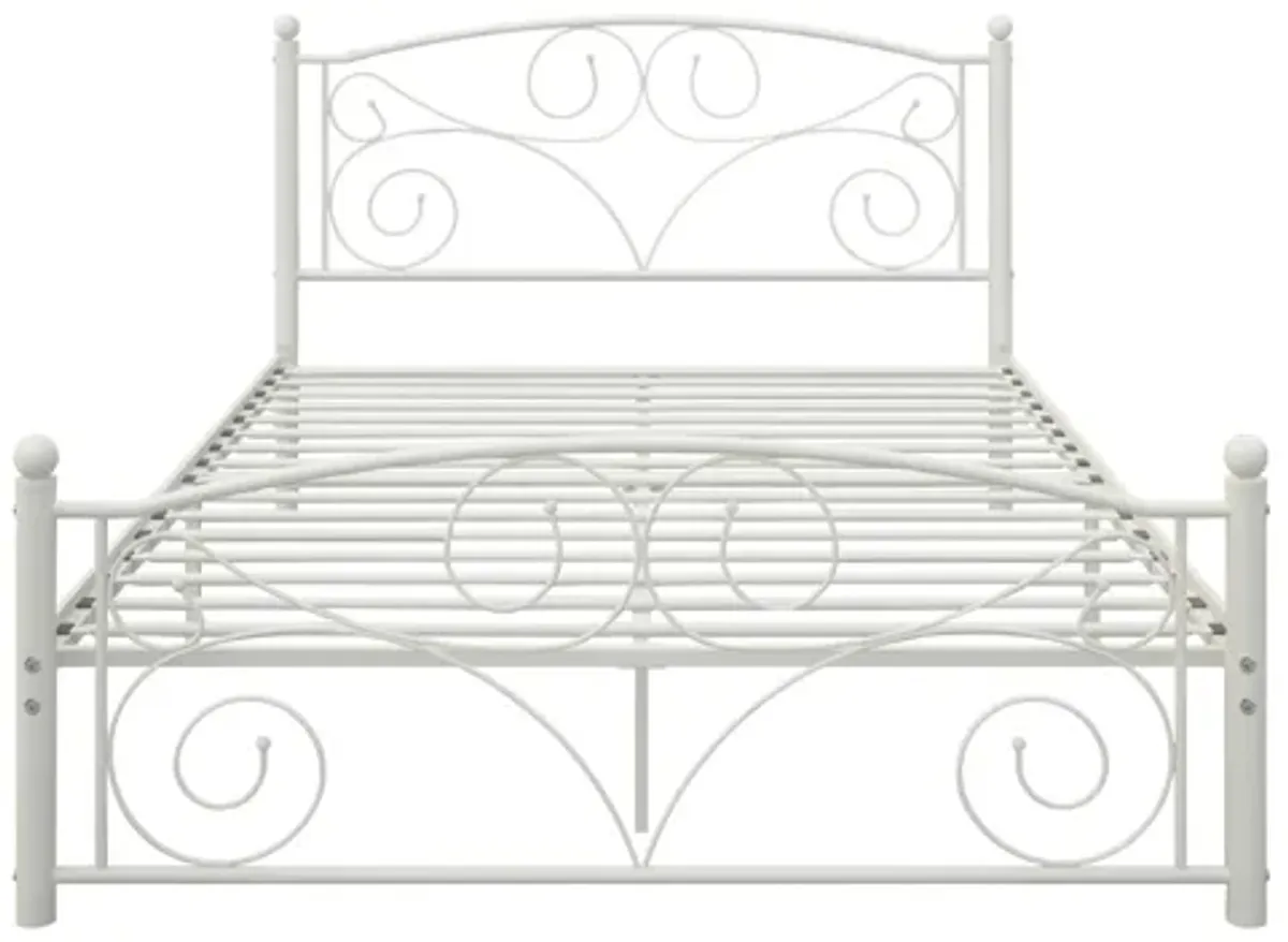 Unique Flower Sturdy System Metal Bed Frame With Headboard And Footboard