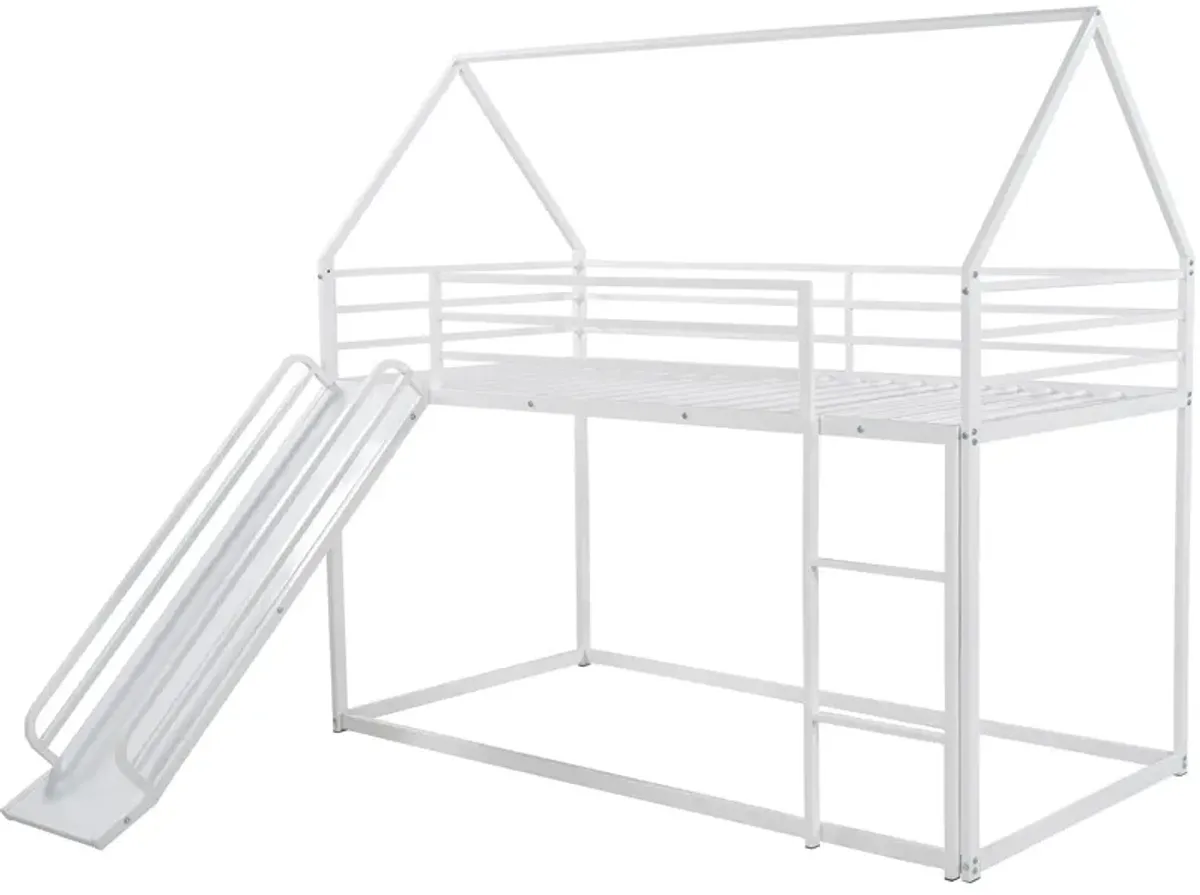 Twin Over Twin House Bunk Bed With Ladder And Slide