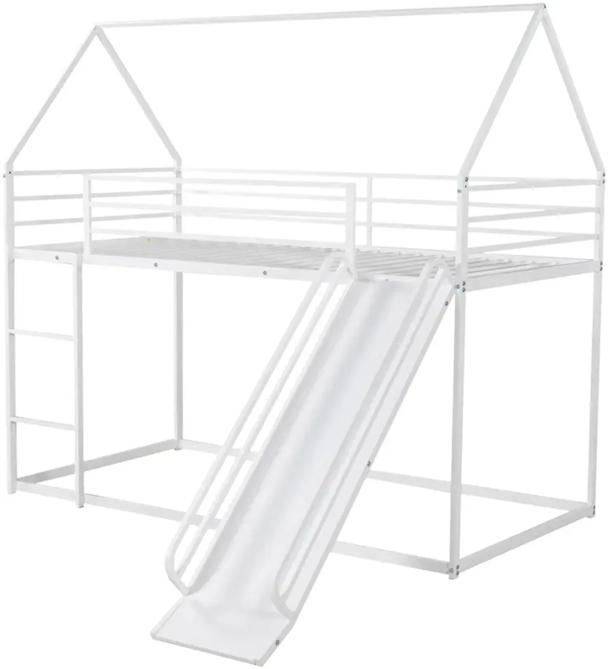 Twin Over Twin House Bunk Bed With Ladder And Slide