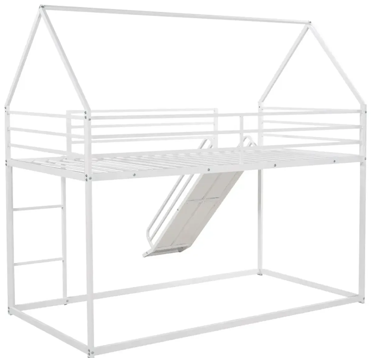 Twin Over Twin House Bunk Bed With Ladder And Slide