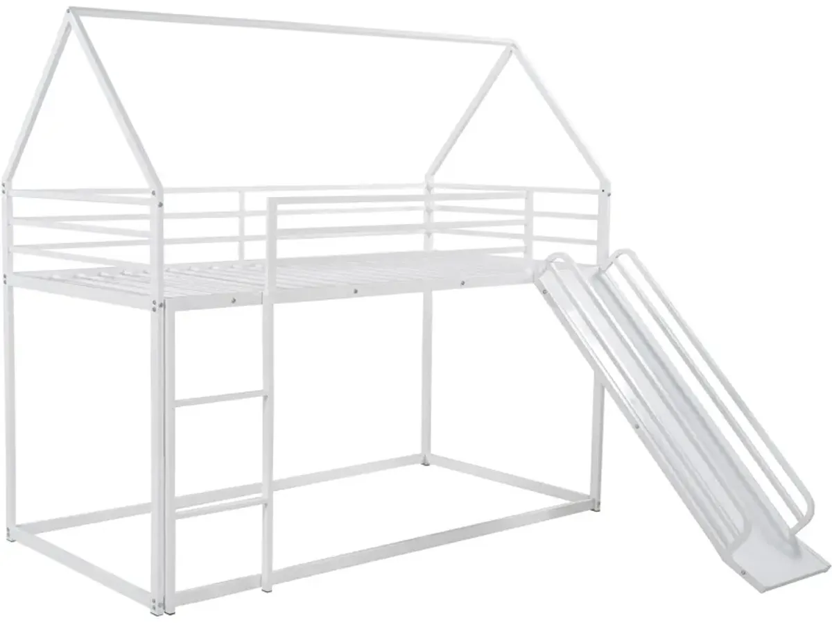 Twin Over Twin House Bunk Bed With Ladder And Slide