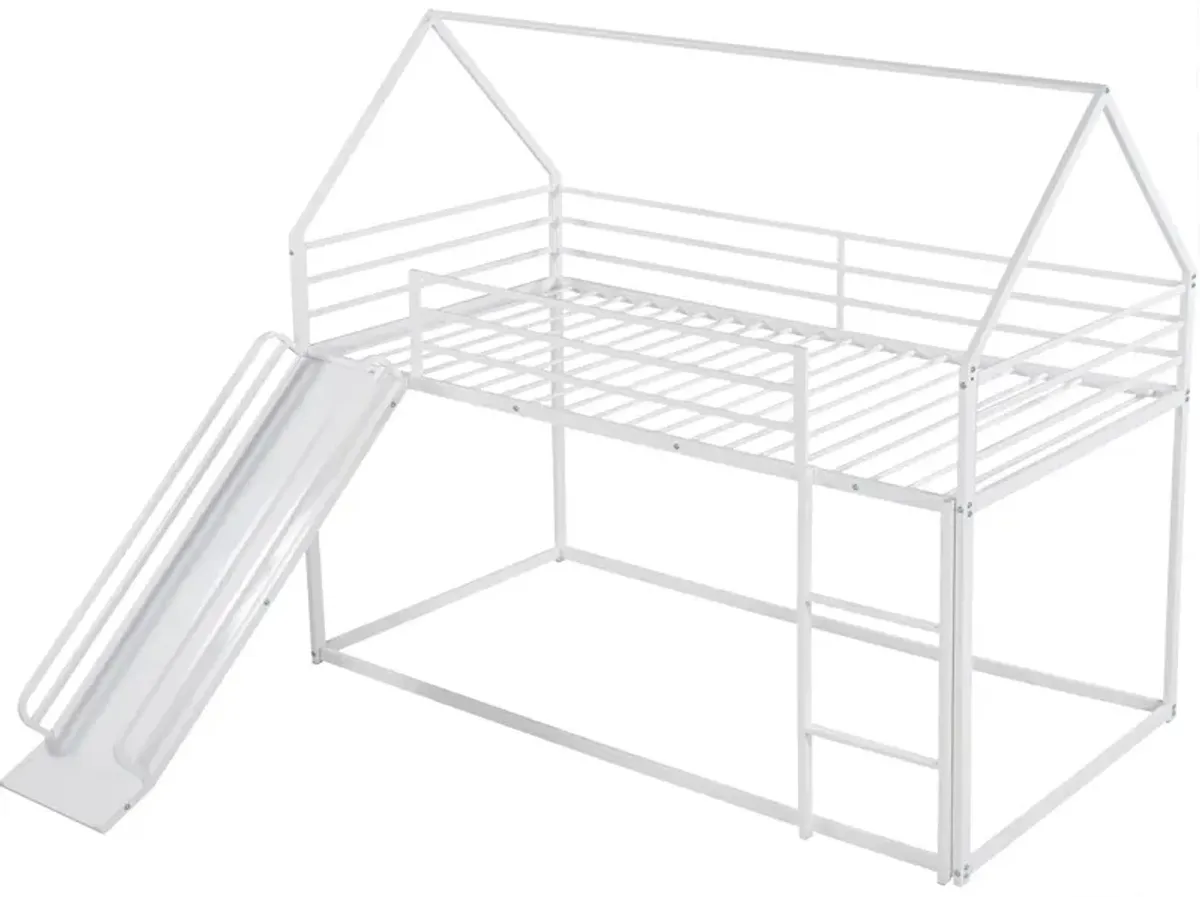 Twin Over Twin House Bunk Bed With Ladder And Slide