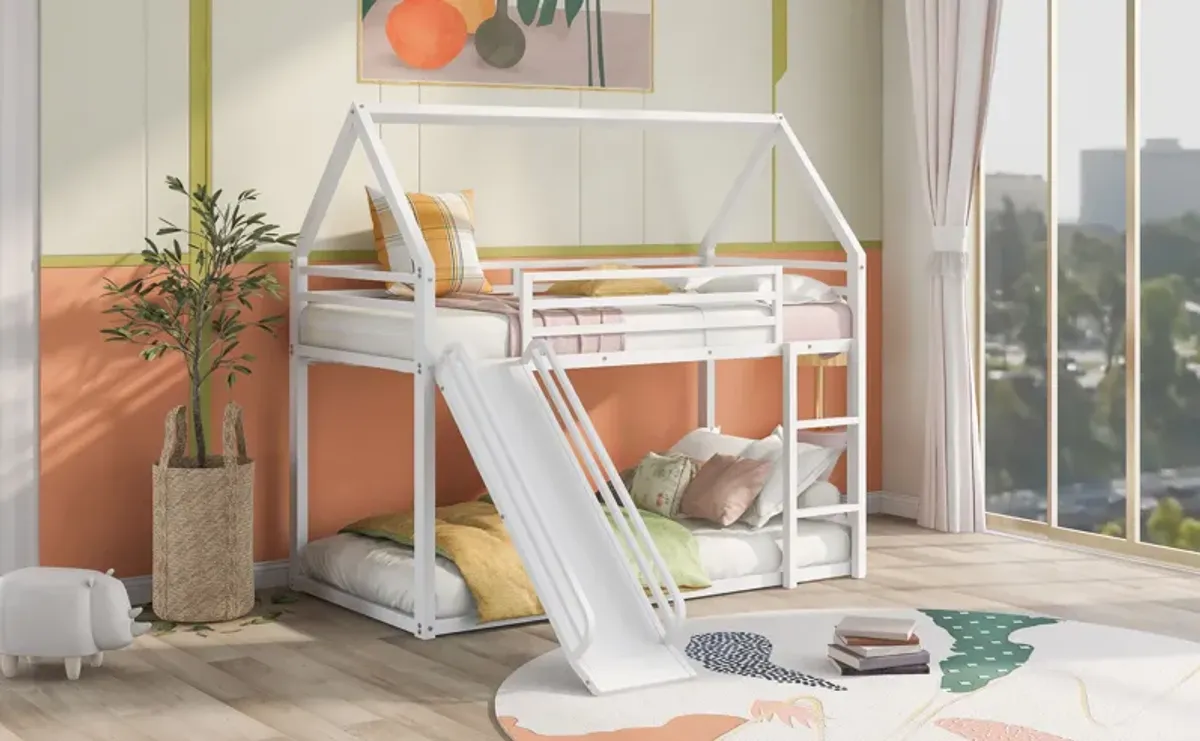 Twin Over Twin House Bunk Bed With Ladder And Slide