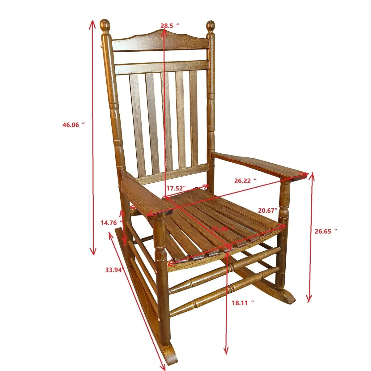 Balcony Porch Adult Rocking Wood Chair