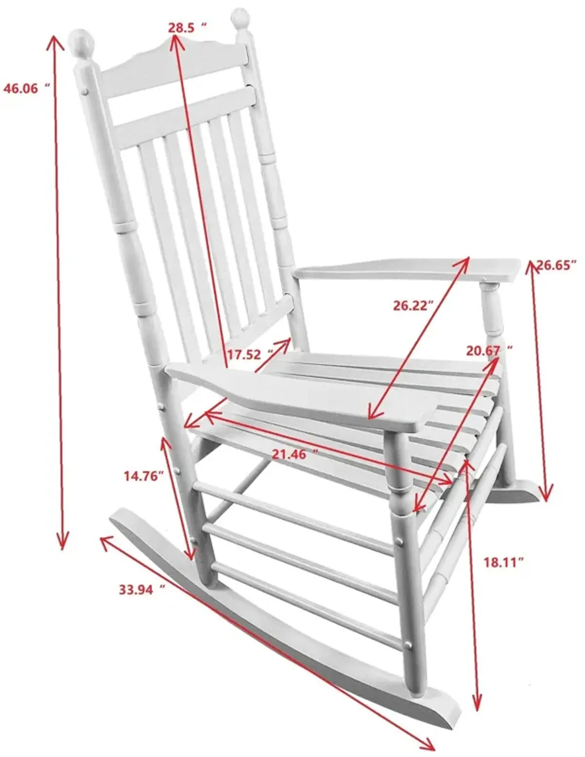 Balcony Porch Adult Rocking Wood Chair