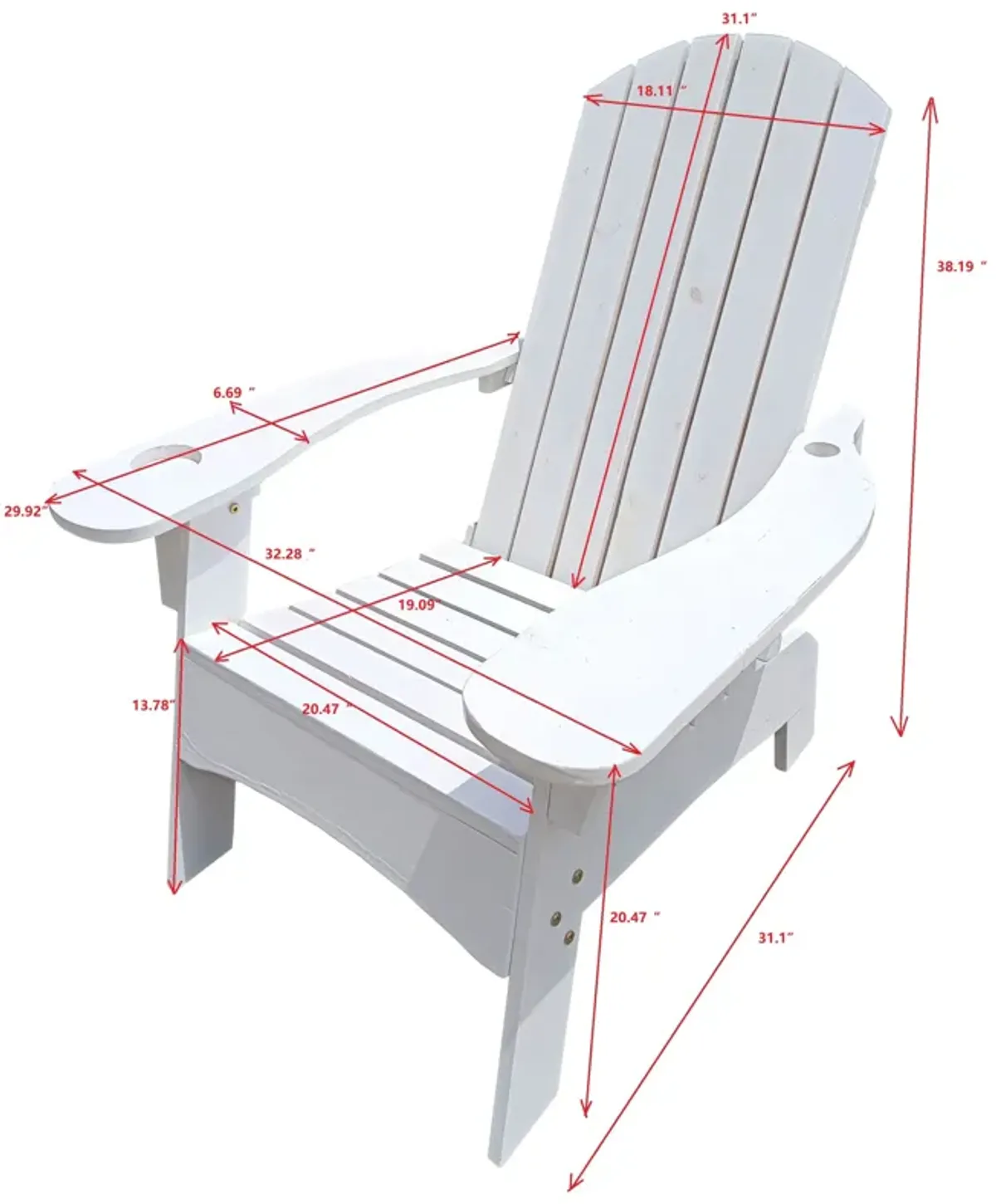 Outdoor Or Indoor Adirondack Chair With An Hole To Hold Umbrella On The Arm