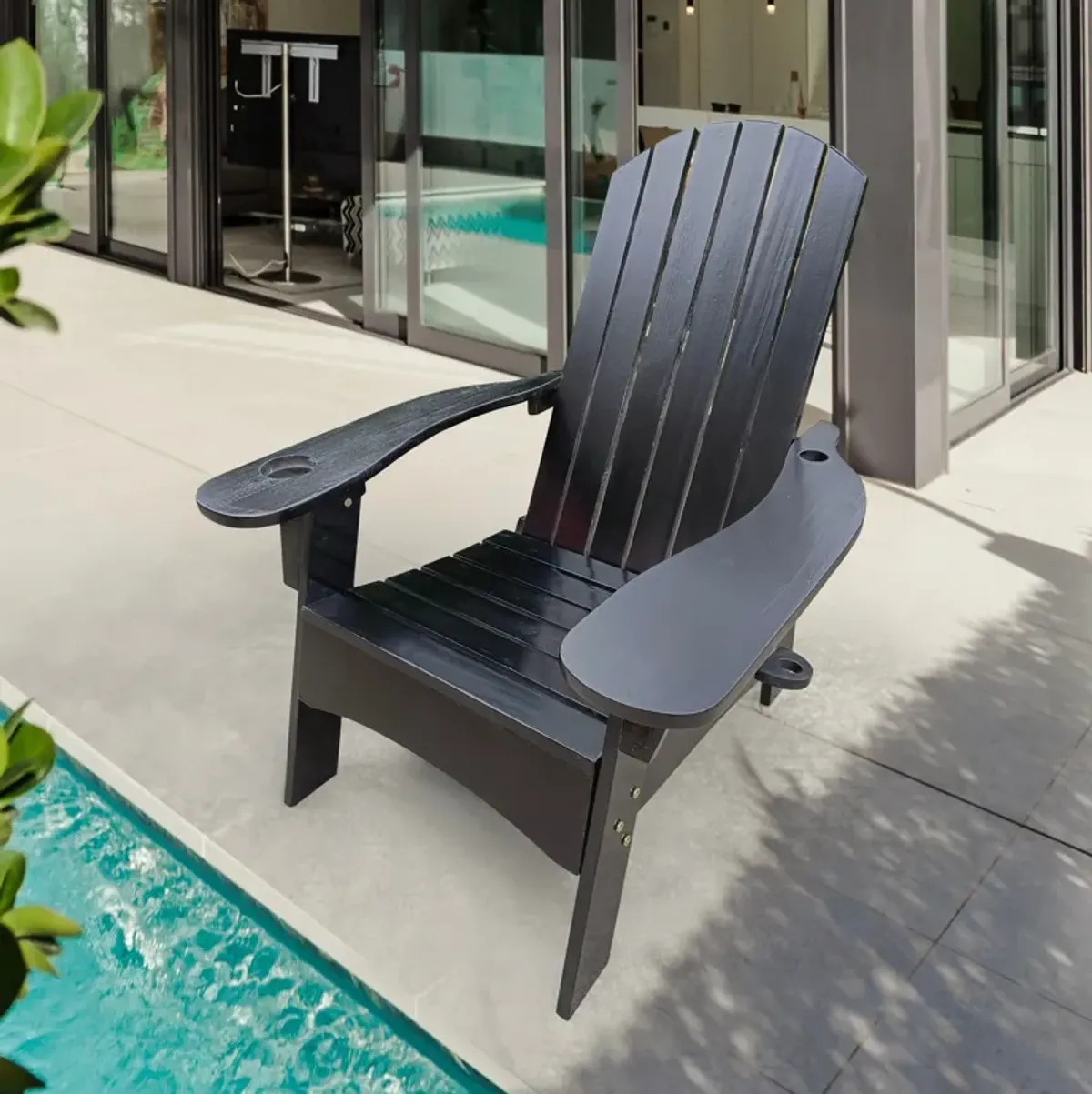 Outdoor Or Indoor Adirondack Chair With An Hole To Hold Umbrella On The Arm