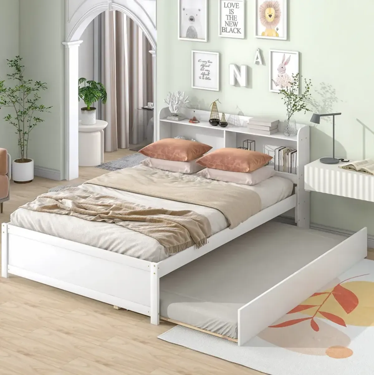 Full Bed With Trundle, Bookcase