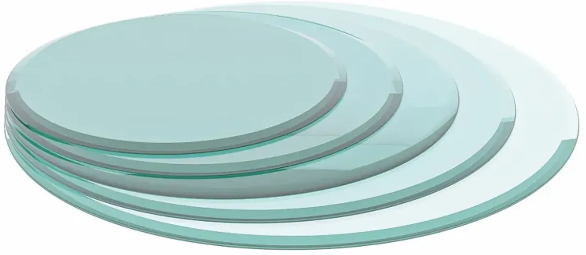 24" Round Tempered Glass Table Top Clear Glass Beveled Polished Edge