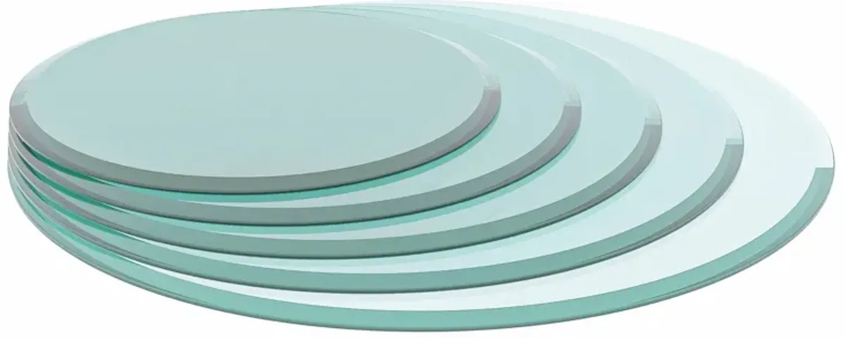 24" Round Tempered Glass Table Top Clear Glass Beveled Polished Edge