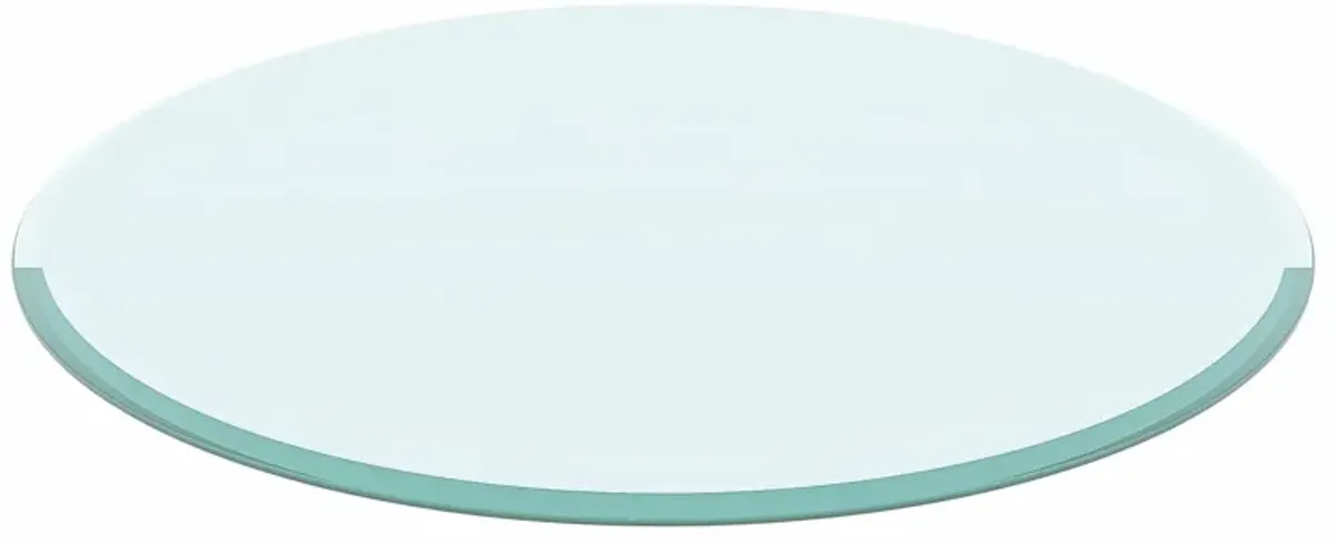 24" Round Tempered Glass Table Top Clear Glass Beveled Polished Edge