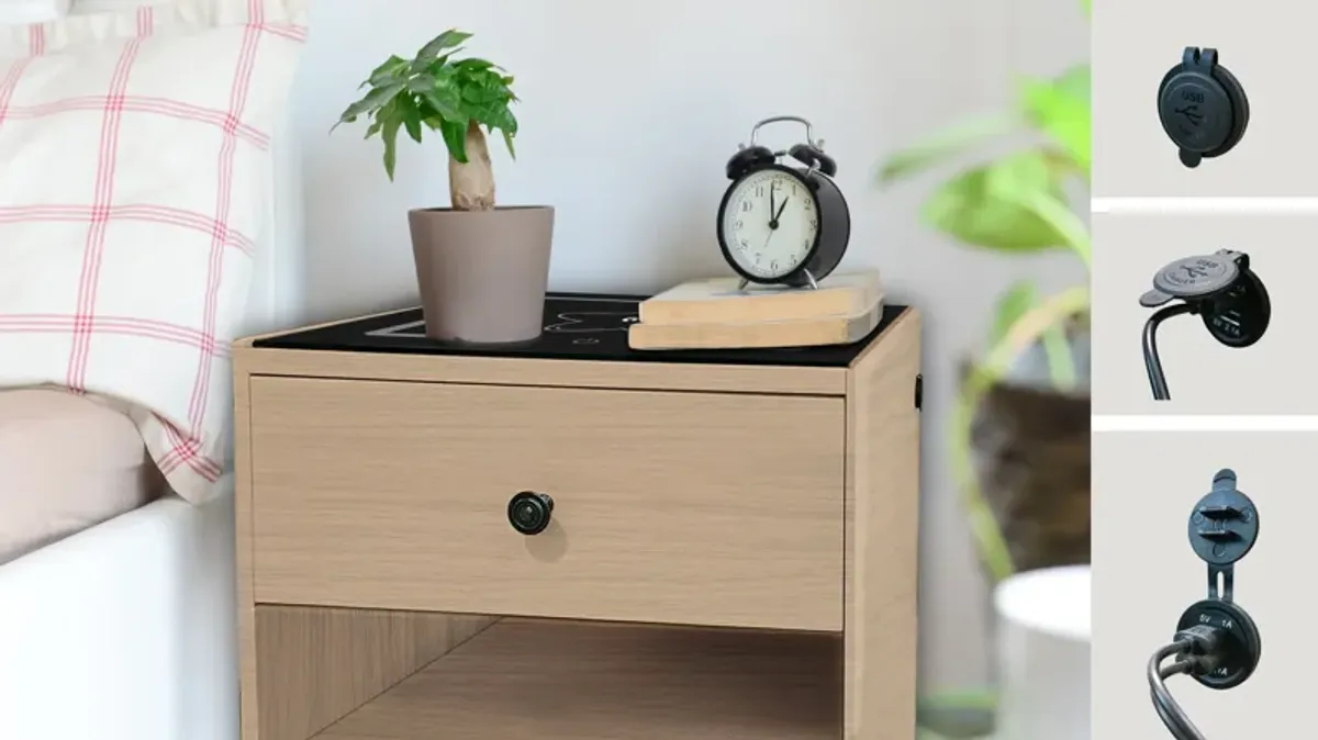 Nightstand With Wireless Charging Station