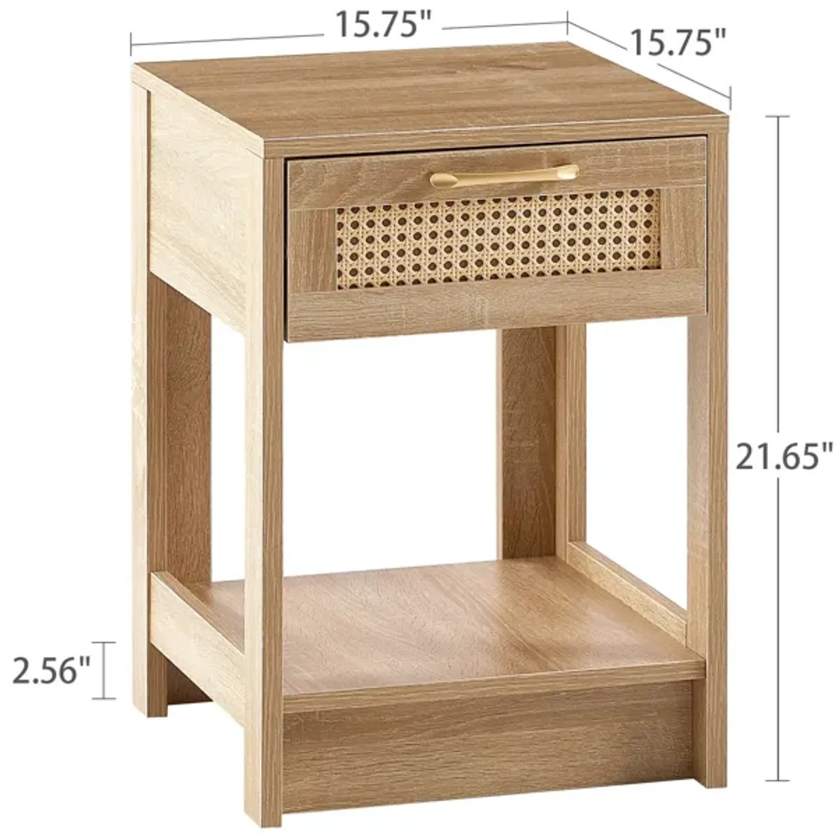 15.75" Rattan End Table With Drawer, Modern Nightstand, Side Table For Living Room, Bedroom