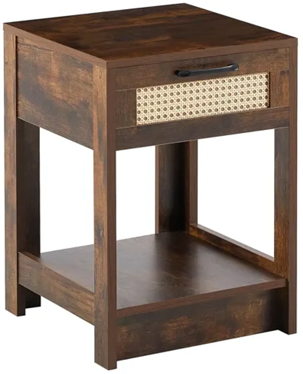 15.75" Rattan End Table With Drawer, Modern Nightstand, Side Table For Living Room, Bedroom