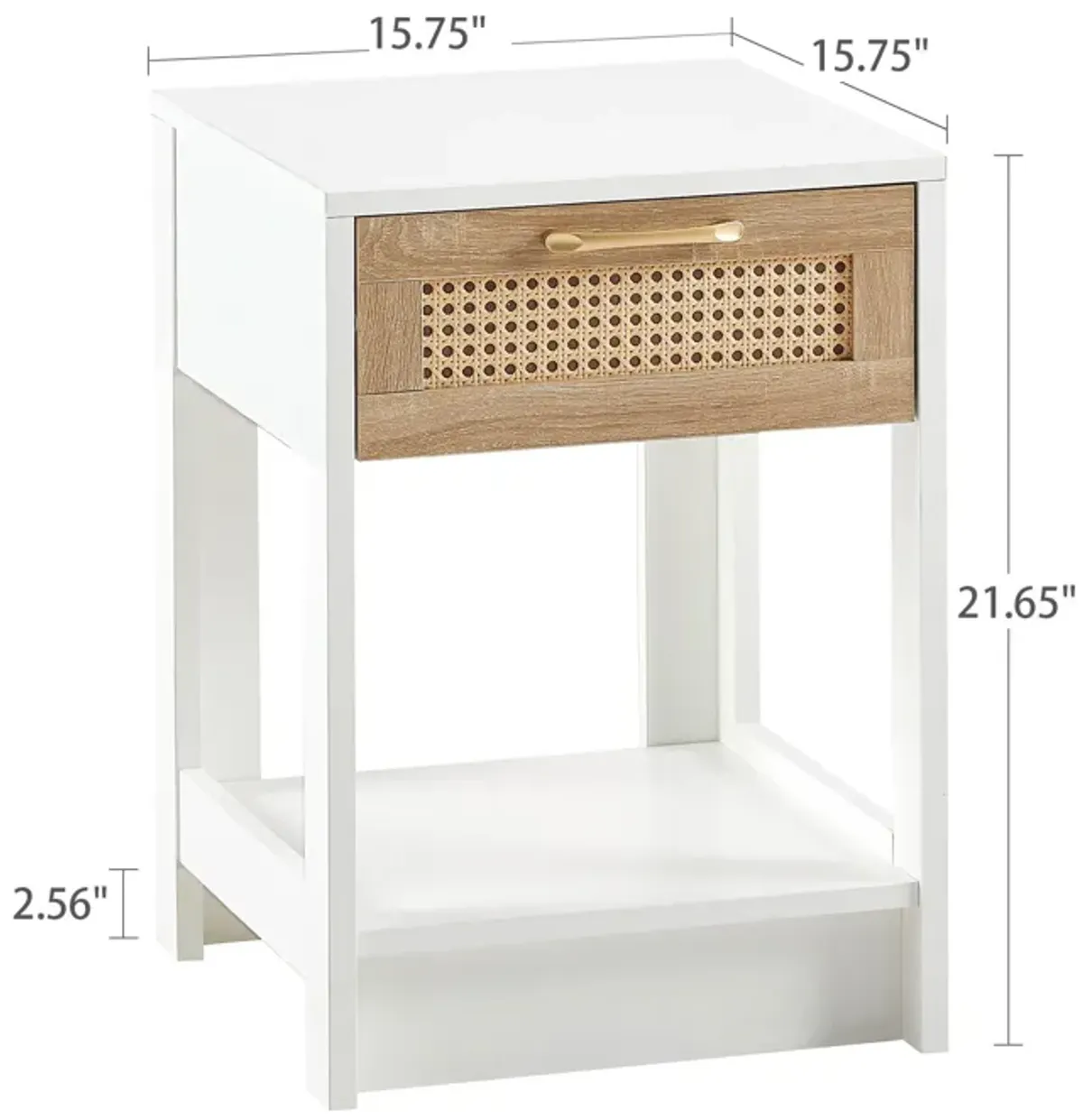 15.75" Rattan End Table With Drawer, Modern Nightstand, Side Table For Living Room, Bedroom