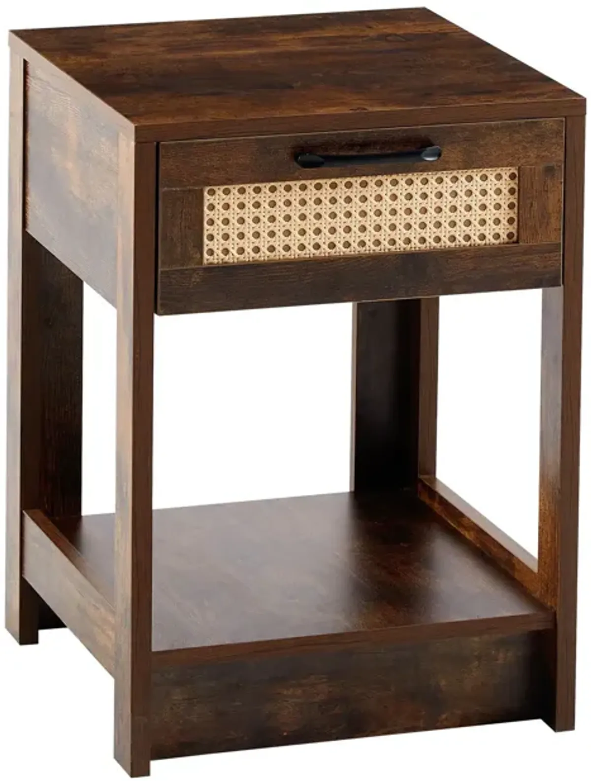 15.75" Rattan End Table With Drawer, Modern Nightstand, Side Table For Living Room, Bedroom