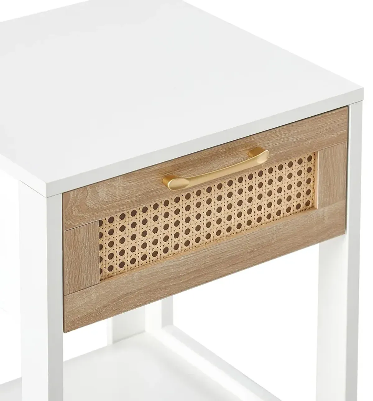 15.75" Rattan End Table With Drawer, Modern Nightstand, Side Table For Living Room, Bedroom