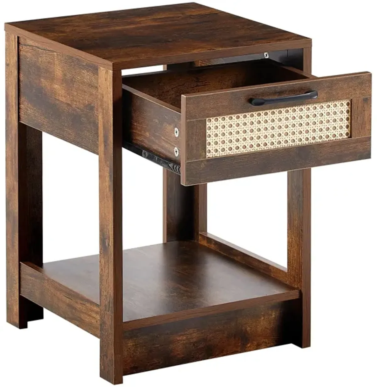 15.75" Rattan End Table With Drawer, Modern Nightstand, Side Table For Living Room, Bedroom