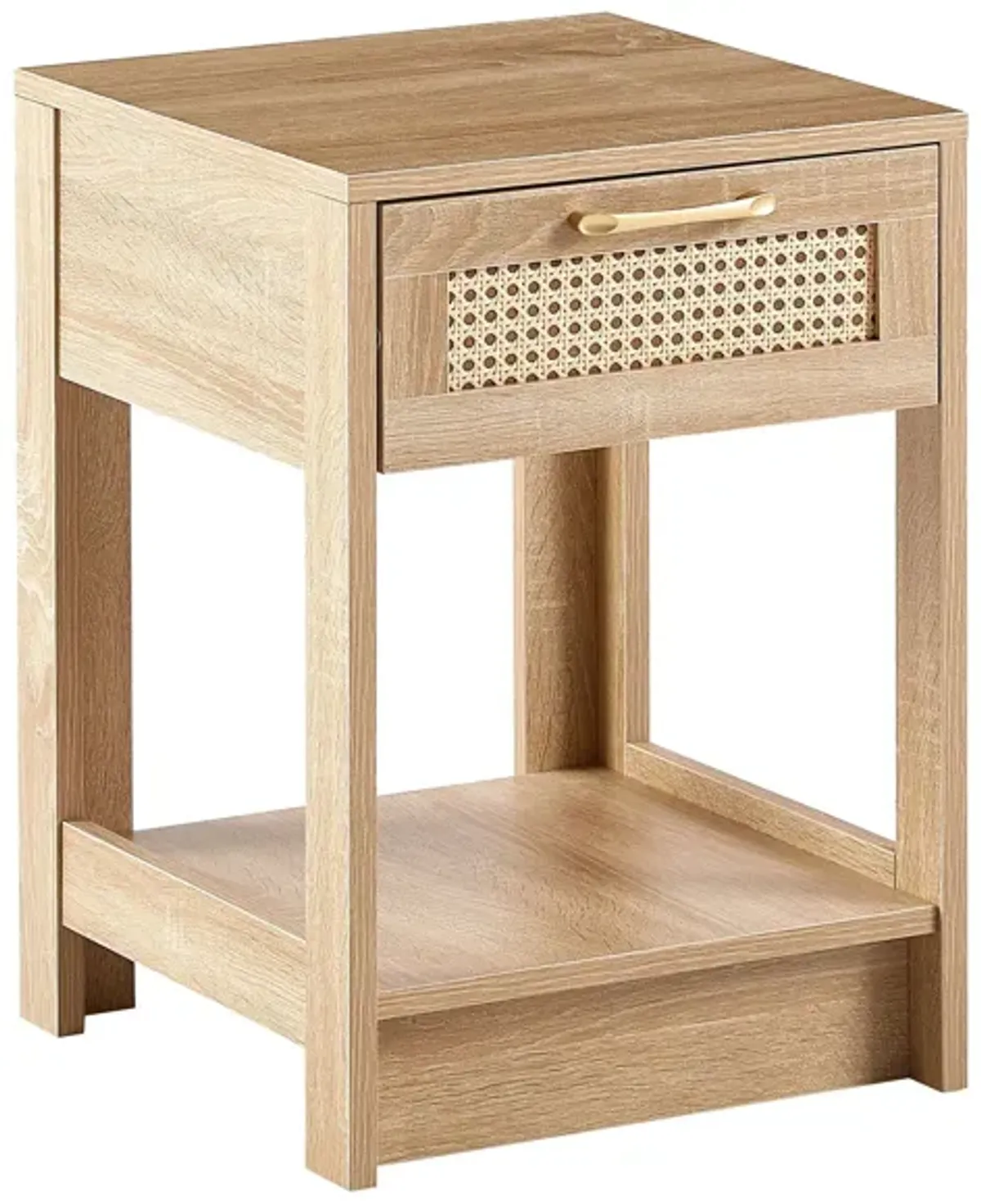 15.75" Rattan End Table With Drawer, Modern Nightstand, Side Table For Living Room, Bedroom