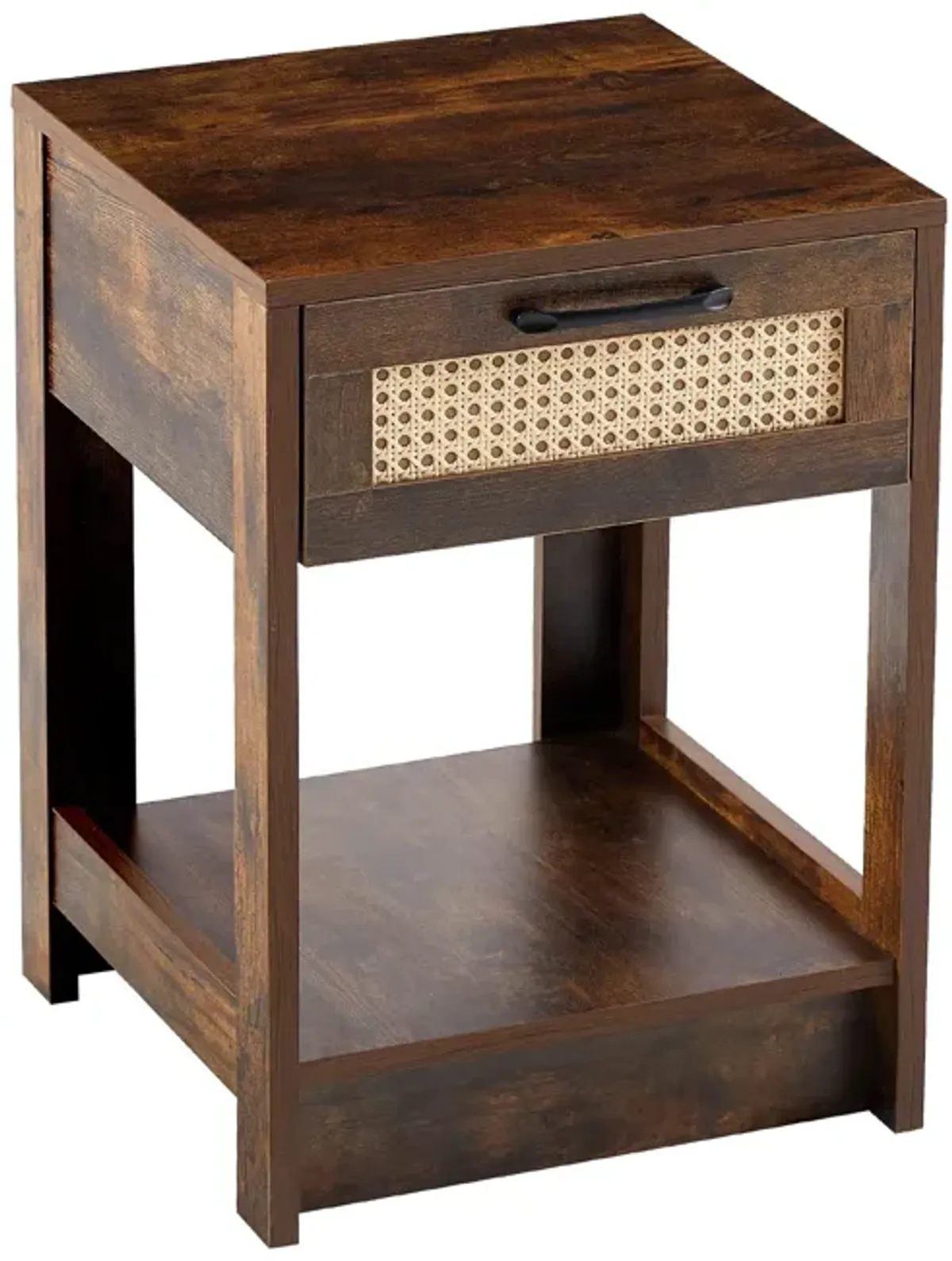 15.75" Rattan End Table With Drawer, Modern Nightstand, Side Table For Living Room, Bedroom