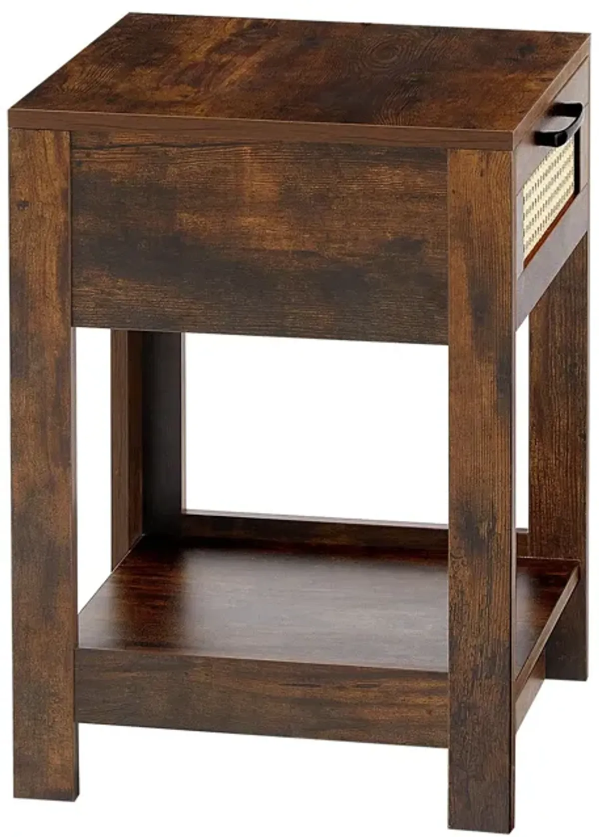 15.75" Rattan End Table With Drawer, Modern Nightstand, Side Table For Living Room, Bedroom