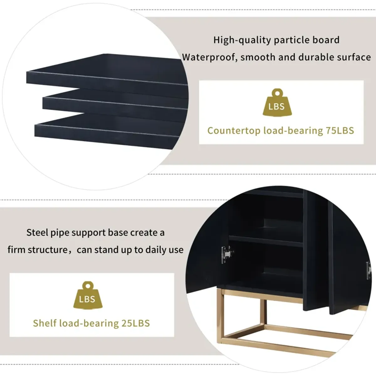 Modern Sideboard Elegant Buffet Cabinet With Large Storage Space For Dining Room, Entryway