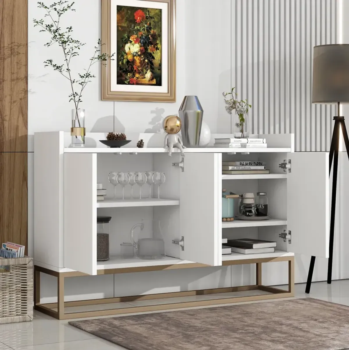 Modern Sideboard Elegant Buffet Cabinet With Large Storage Space For Dining Room, Entryway