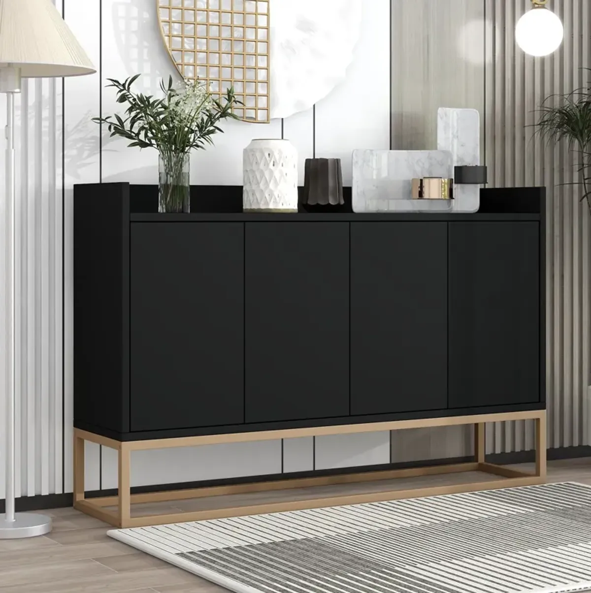 Modern Sideboard Elegant Buffet Cabinet With Large Storage Space For Dining Room, Entryway