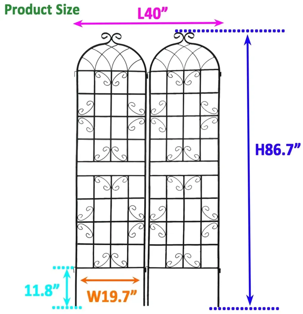 Metal Garden Rustproof Trellis For Climbing Plants Outdoor Flower Support