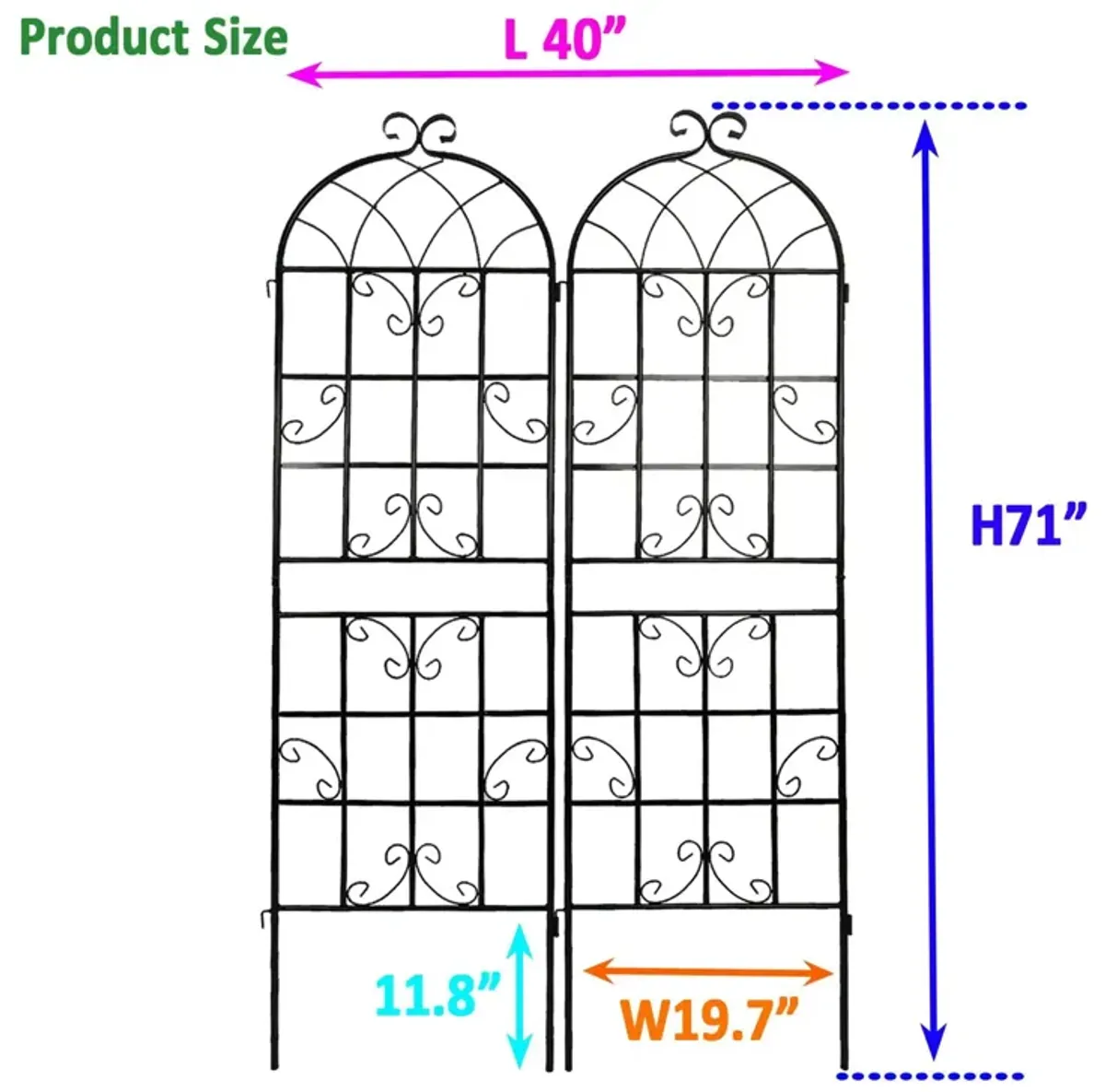 Metal Garden Rustproof Trellis For Climbing Plants Outdoor Flower Support