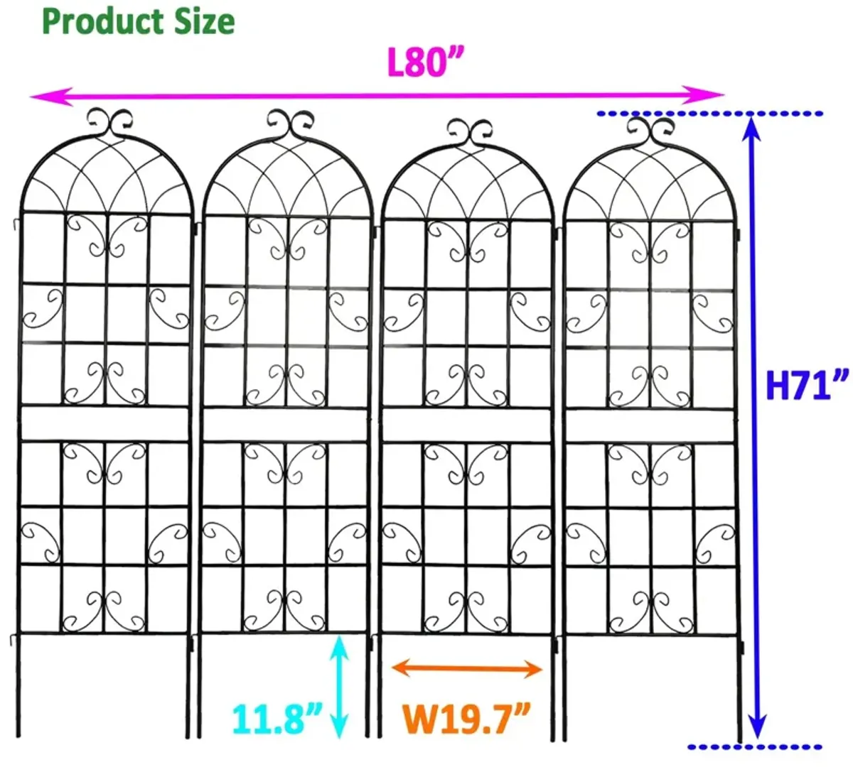 Metal Garden Rustproof Trellis For Climbing Plants Outdoor Flower Support