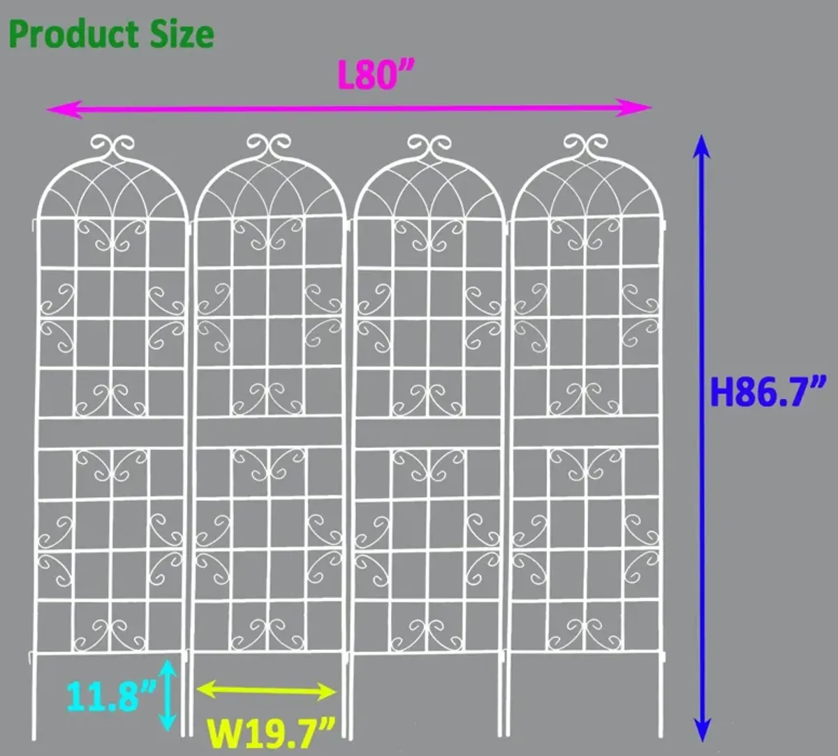 Metal Garden Rustproof Trellis For Climbing Plants Outdoor Flower Support