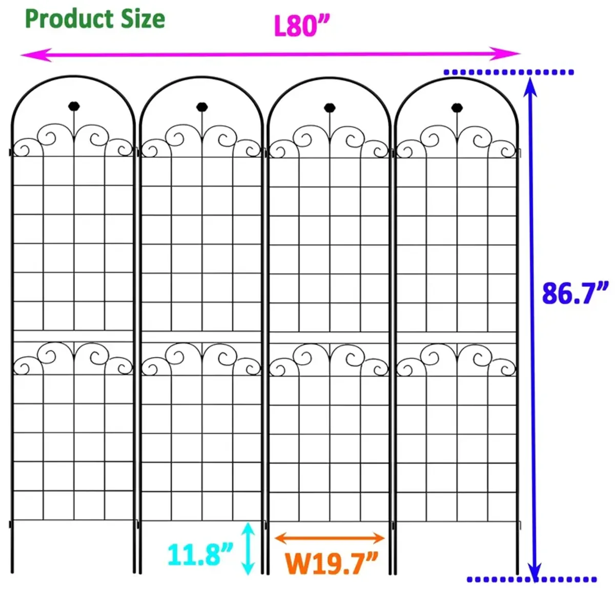 Metal Garden Trellis For Climbing Plants Outdoor Rustproof Plant Support Rose Trellis Netting Trellis