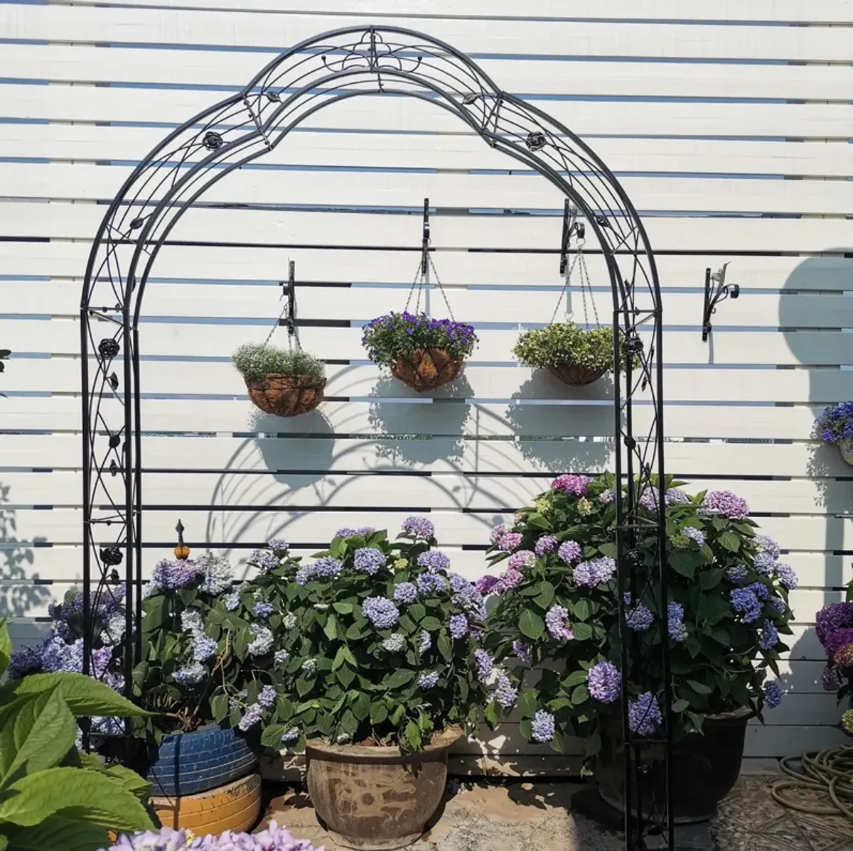 Metal Garden Arch Assemble Freely With 8 Styles Garden Arbor Trellis Climbing Plants Support Rose Arch