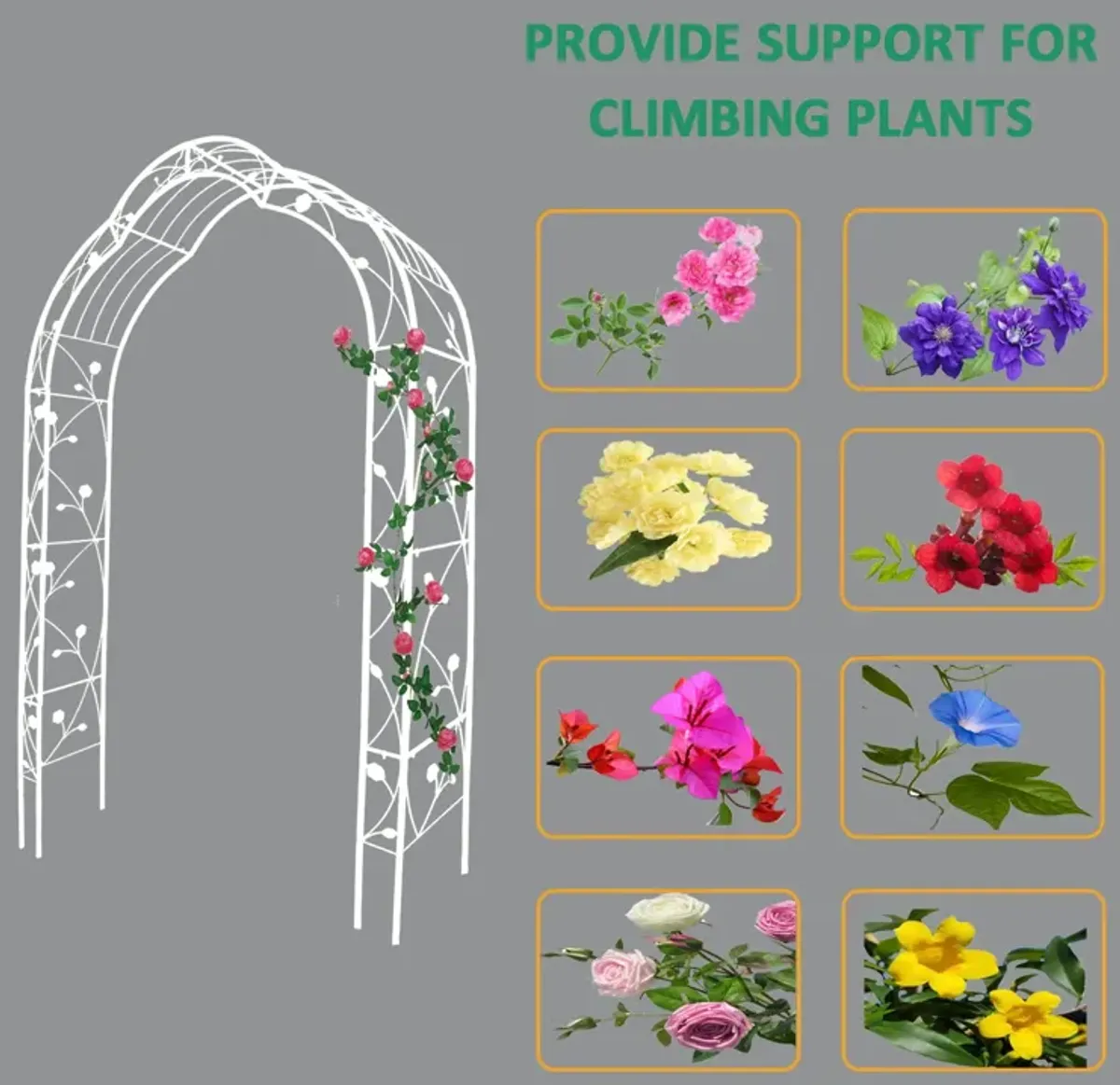 Metal Garden Arch Assemble Freely With 8 Styles Garden Arbor Trellis Climbing Plants Support Rose Arch