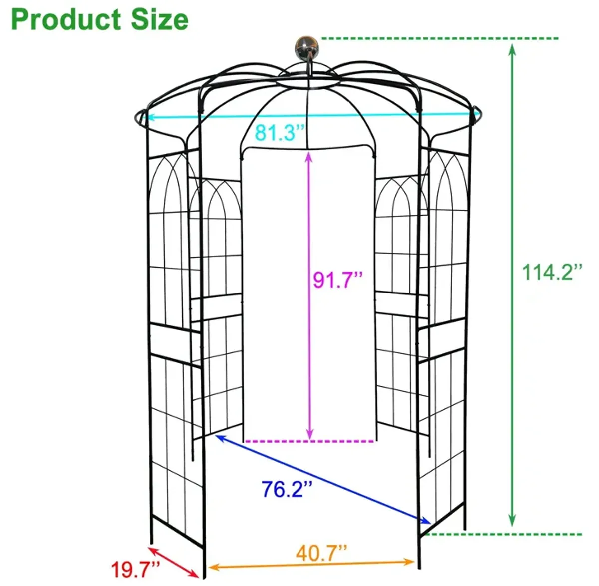 Metal Garden Arch Iron Garden Arbors Gazebo Dia High Birdcage Shape Pergola Pavilion For Wedding Ceremony