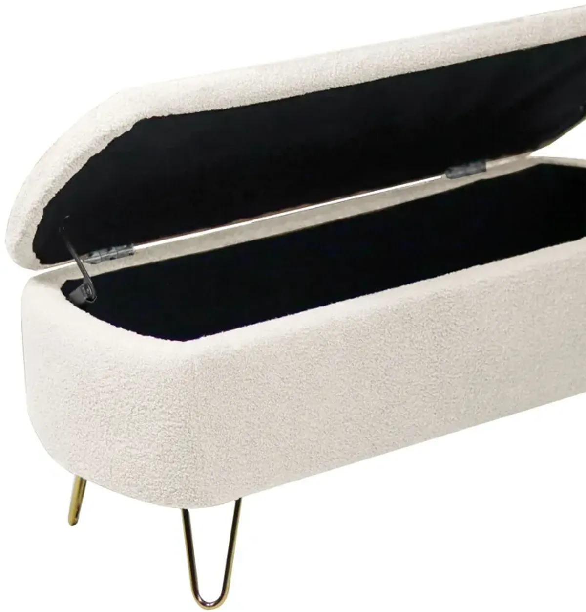 Storage Ottoman Bench For End Of Bed Gold Legs, Modern Camel Faux Fur Entryway Bench Upholstered Padded With Storage For Living Room Bedroom