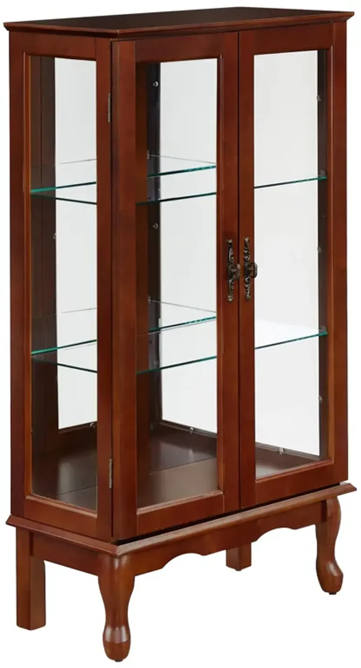 Curio Cabinet Lighted Curio Diapaly Cabinet With Adjustable Shelves And Mirrored Back Panel, Tempered Glass Doors (3 Tier), (E26 Light Bulb Not Included)