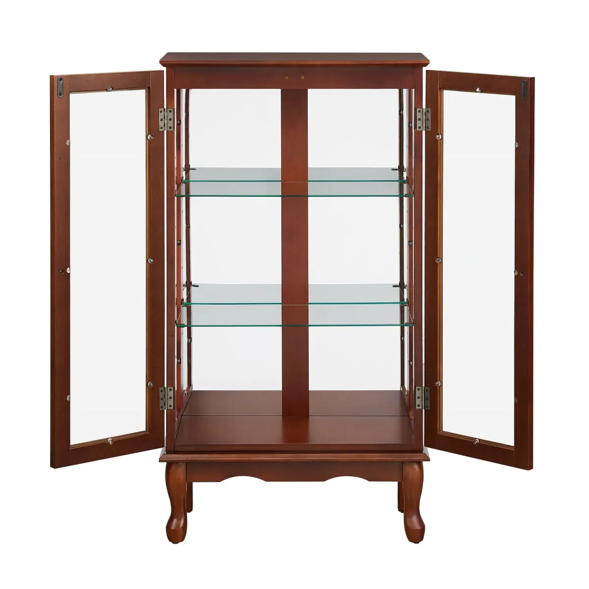 Curio Cabinet Lighted Curio Diapaly Cabinet With Adjustable Shelves And Mirrored Back Panel, Tempered Glass Doors (3 Tier), (E26 Light Bulb Not Included)