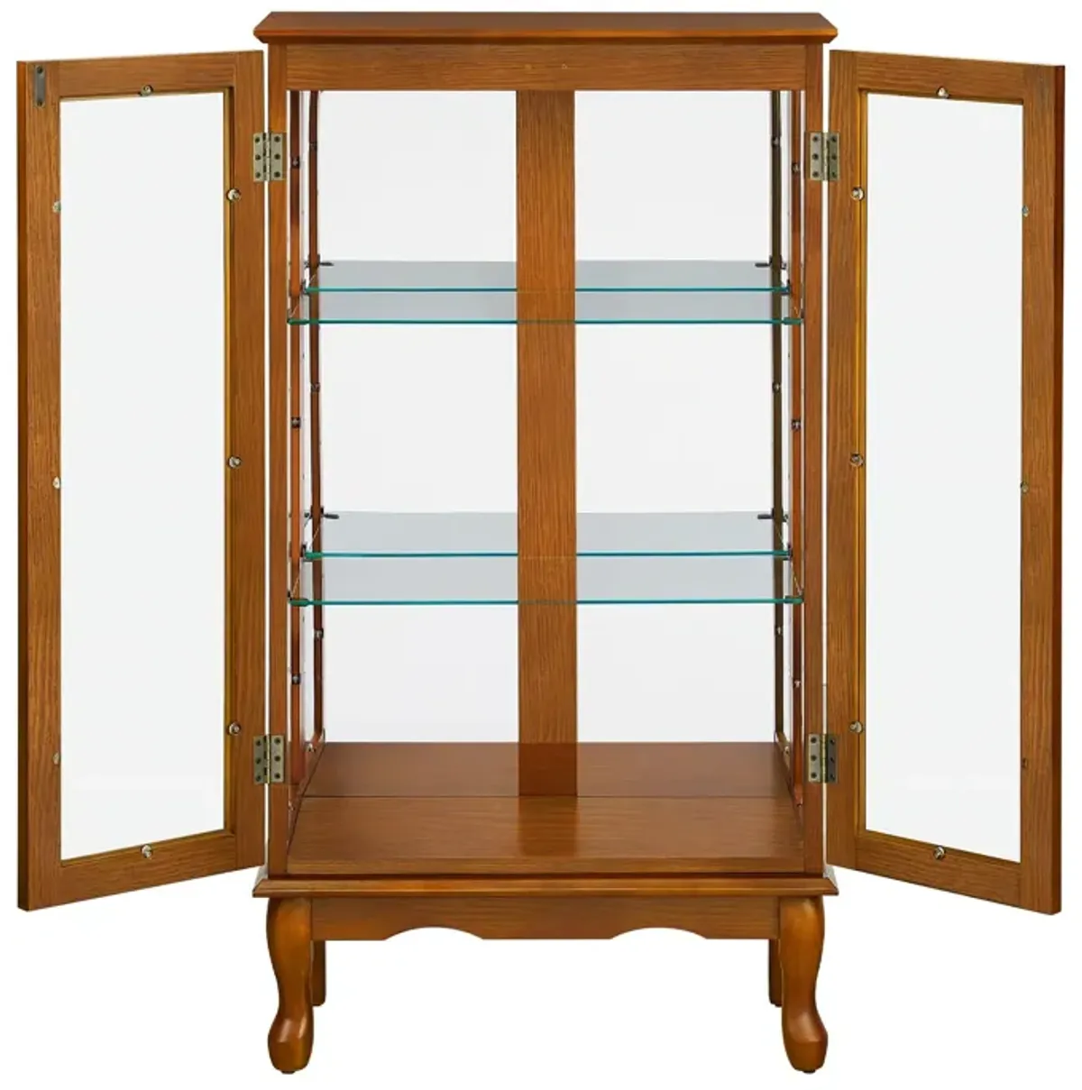 Curio Cabinet Lighted Curio Diapaly Cabinet With Adjustable Shelves And Mirrored Back Panel, Tempered Glass Doors (3 Tier), (E26 Light Bulb Not Included)