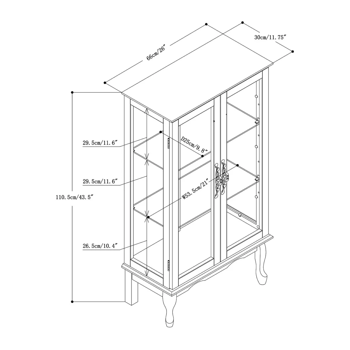 Curio Cabinet Lighted Curio Diapaly Cabinet With Adjustable Shelves And Mirrored Back Panel, Tempered Glass Doors (3 Tier), (E26 Light Bulb Not Included)