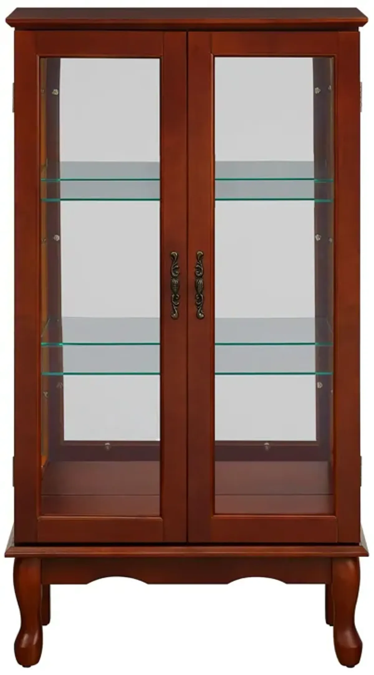 Curio Cabinet Lighted Curio Diapaly Cabinet With Adjustable Shelves And Mirrored Back Panel, Tempered Glass Doors (3 Tier), (E26 Light Bulb Not Included)