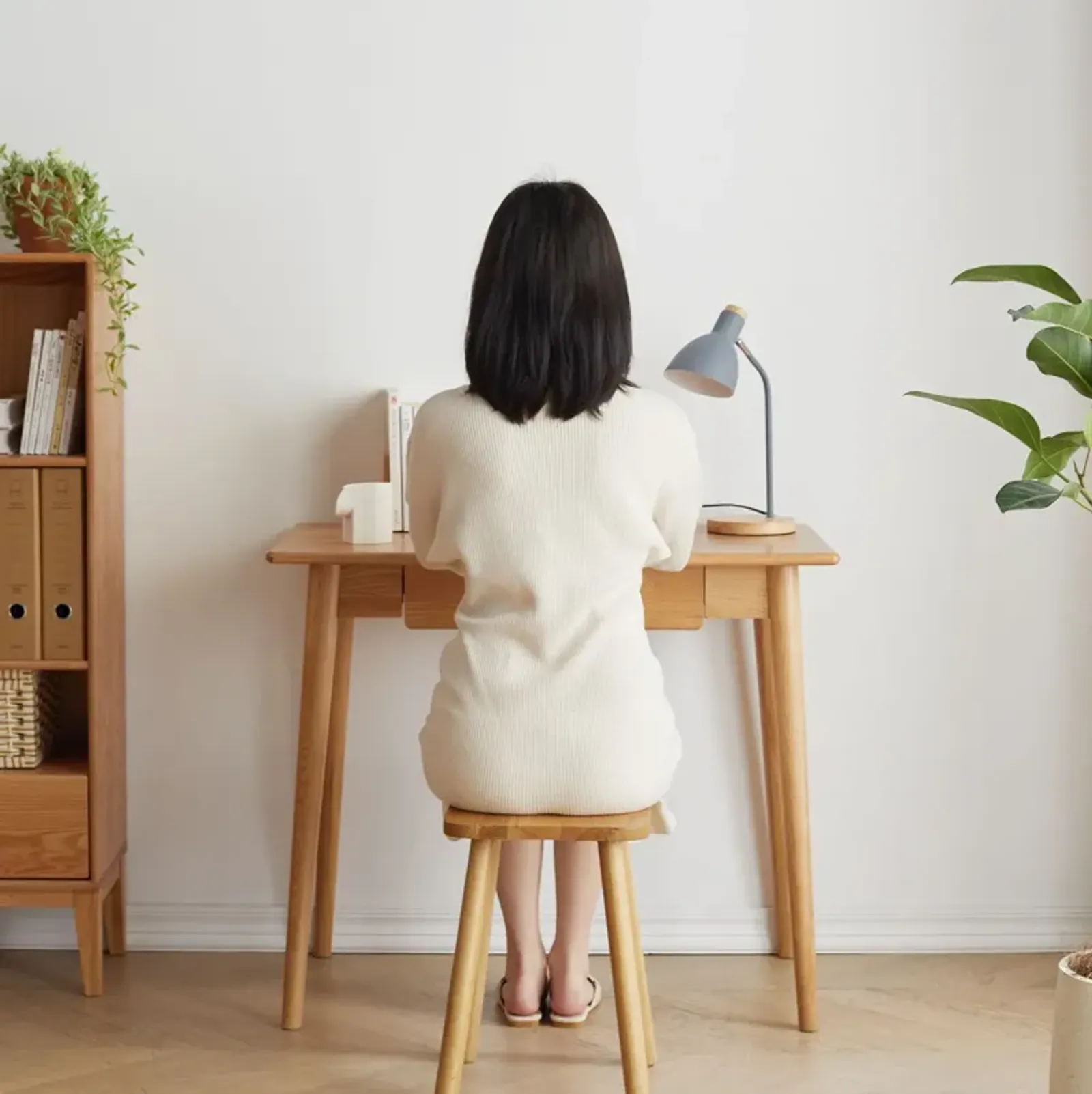 Computer Desk, Study Desk With Drawer Simple Work From Home - Oak Natural